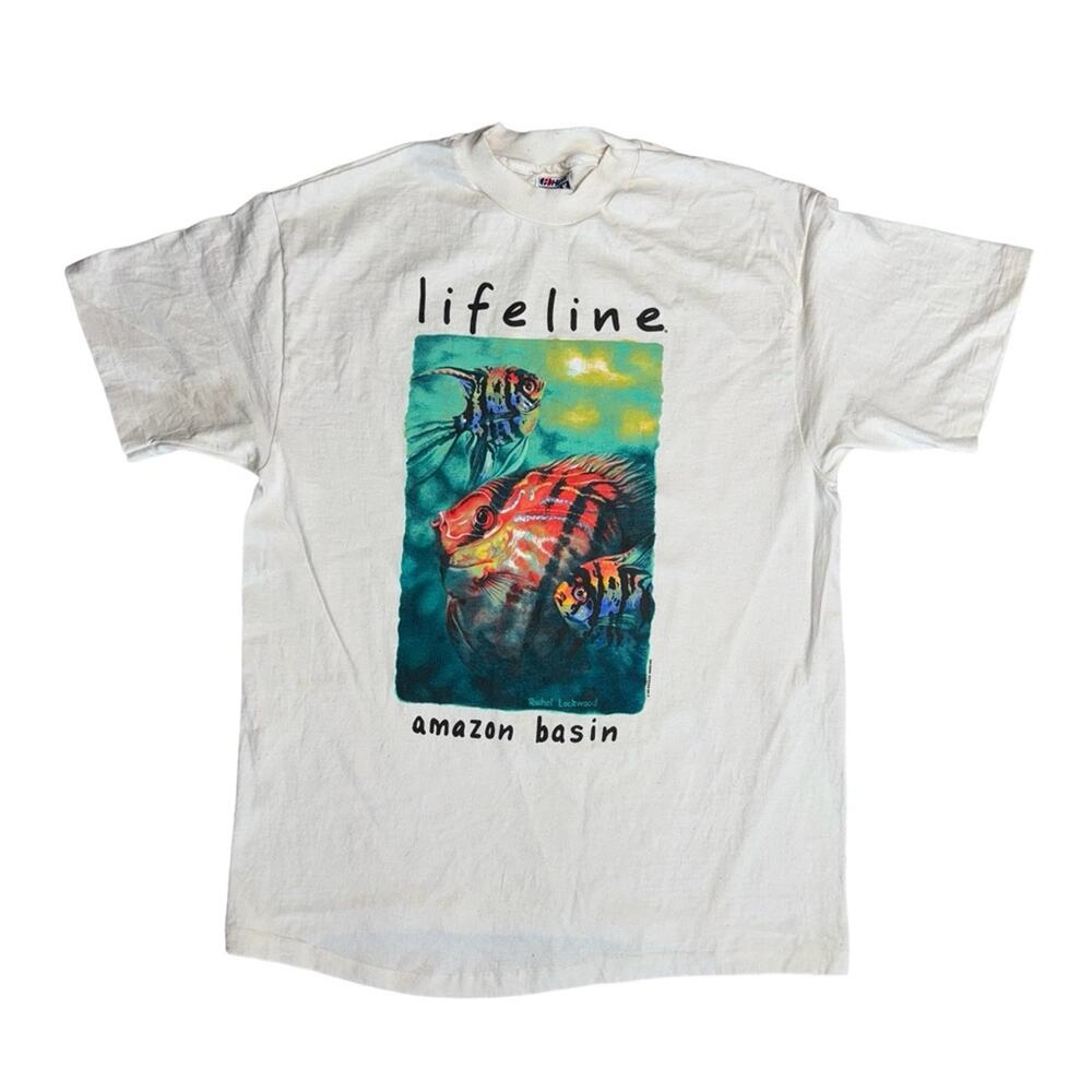 VINTAGE 1992 HANES BEEFY TEE Single Stitch Lifeline Amazon Basin Graphic Men’s
